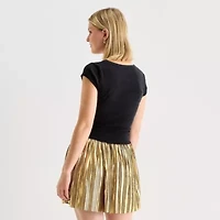 Hello Kitty  Girls Night Out Ss Baby Tee Womens Juniors Scoop Neck Short Sleeve Fitted Graphic T-Shirt