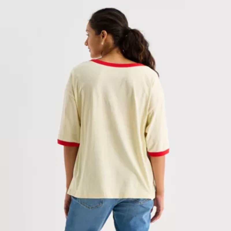 Griswalds Oversized Tee Womens Juniors Crew Neck Short Sleeve Graphic T-Shirt