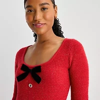 by&by Womens Juniors Long Sleeve Bows Sweater Dress