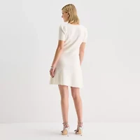 by&by Womens Juniors Short Sleeve Embellished Sweater Dress