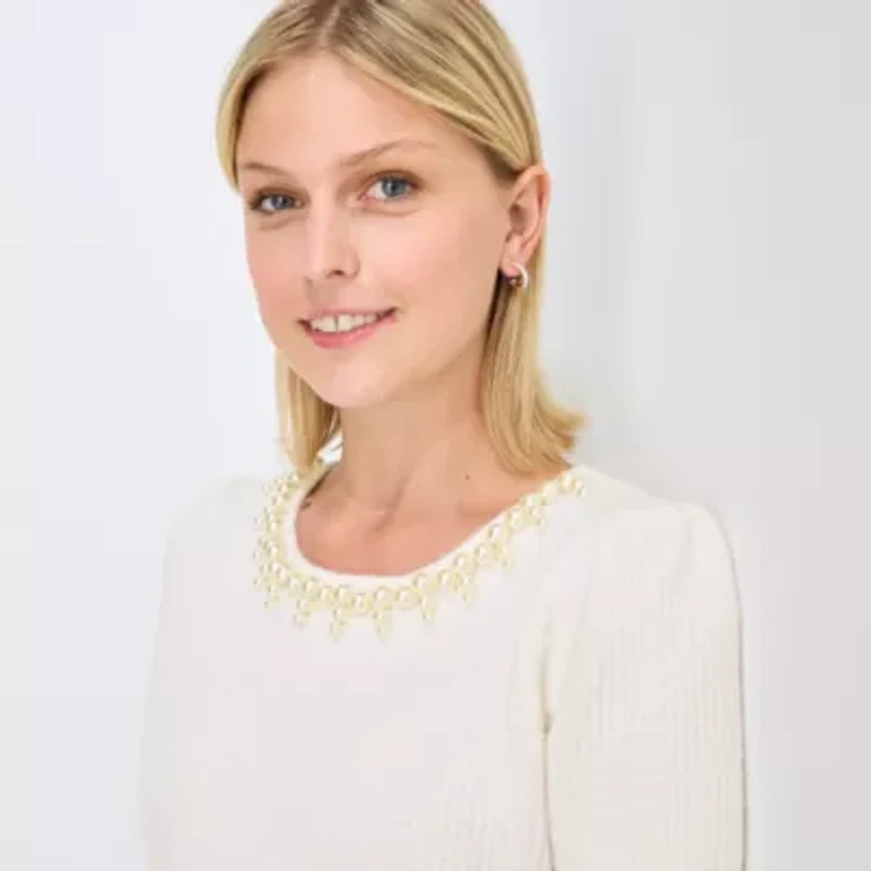 by&by Womens Juniors Short Sleeve Embellished Sweater Dress