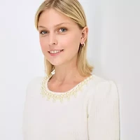 by&by Womens Juniors Short Sleeve Embellished Sweater Dress