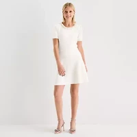 by&by Womens Juniors Short Sleeve Embellished Sweater Dress