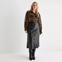 Worthington Womens Plus Long Sleeve Blouse