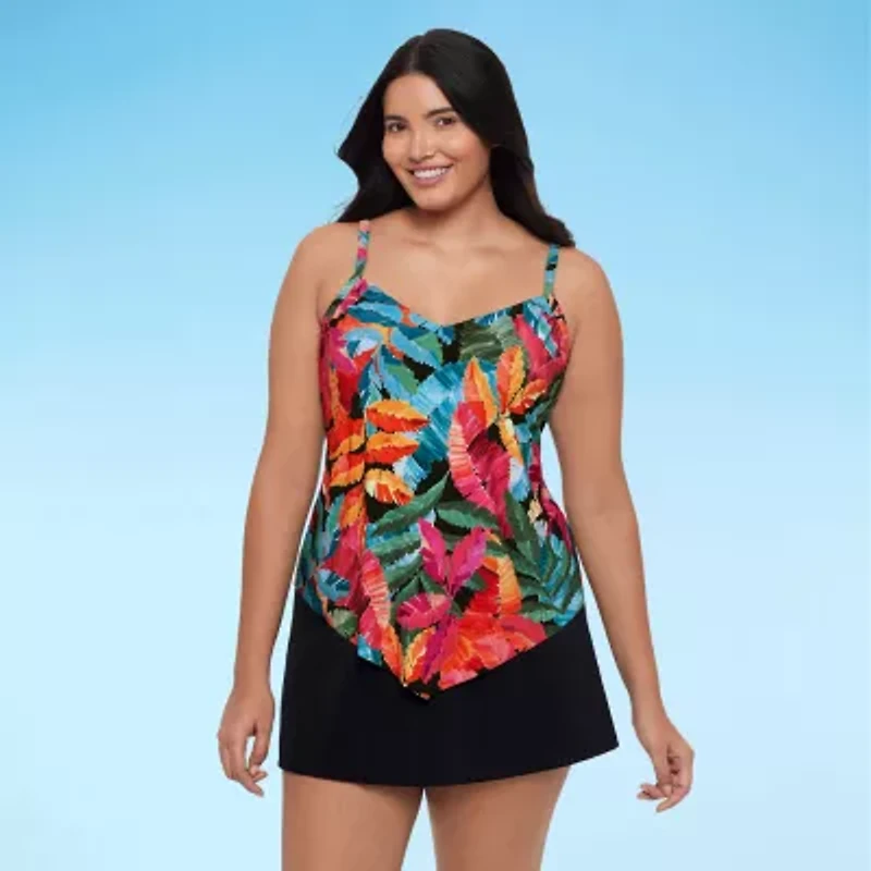 Trimshaper Womens Leaf Tankini Swimsuit Top