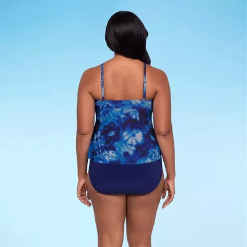 Trimshaper Womens Tie-Dye Tie Dye Tankini Swimsuit Top