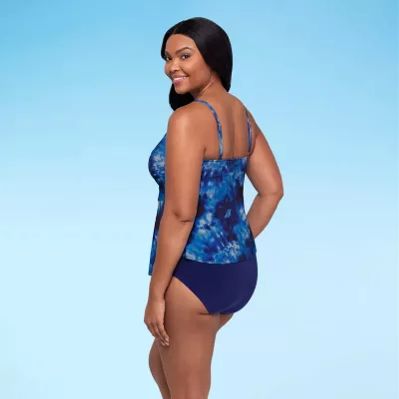 Trimshaper Womens Tie-Dye Tie Dye Tankini Swimsuit Top