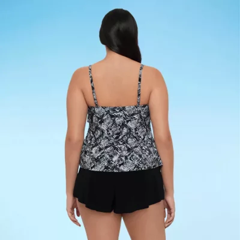 Trimshaper Womens Animal Print Tankini Swimsuit Top