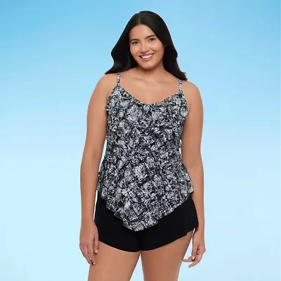 Trimshaper Womens Animal Print Tankini Swimsuit Top