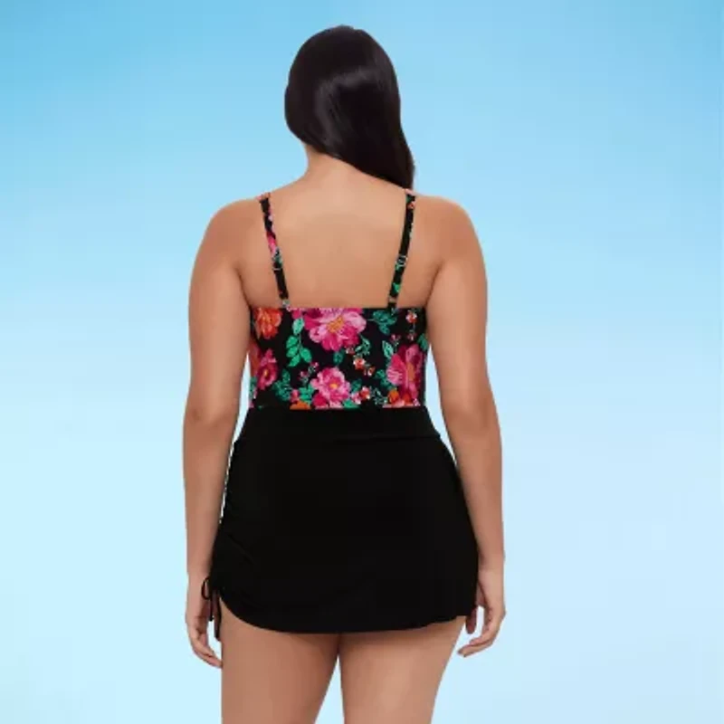 Trimshaper Womens Floral Swim Dress
