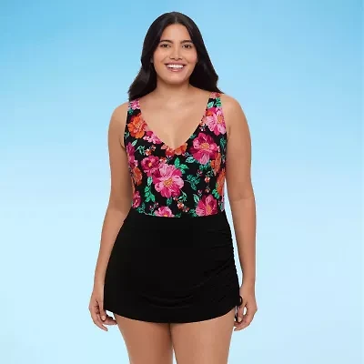 Trimshaper Womens Floral Swim Dress