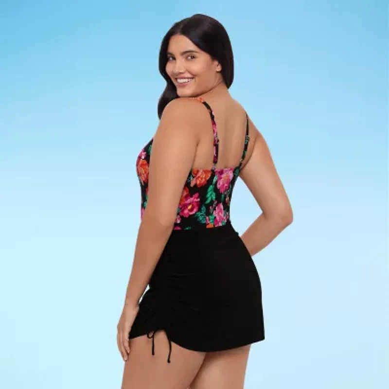 Trimshaper Womens Floral Swim Dress