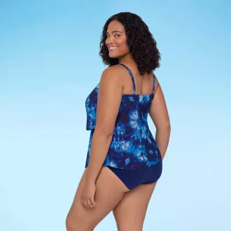 Trimshaper Womens Tie-Dye Tie Dye Plus Tankini Swimsuit Top