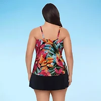 Trimshaper Womens Leaf Plus Tankini Swimsuit Top