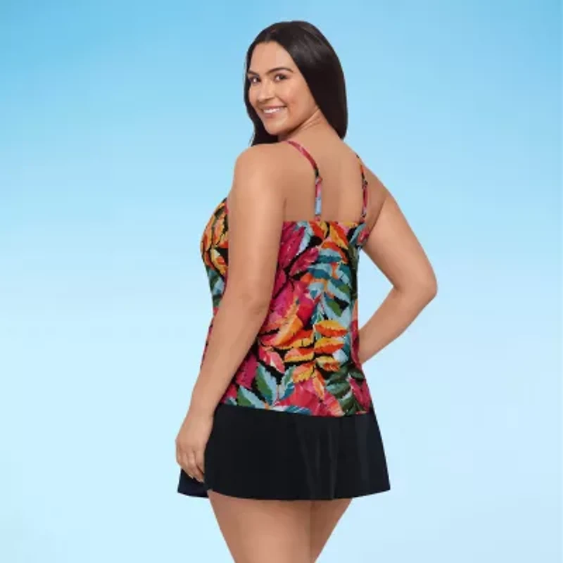 Trimshaper Womens Leaf Plus Tankini Swimsuit Top