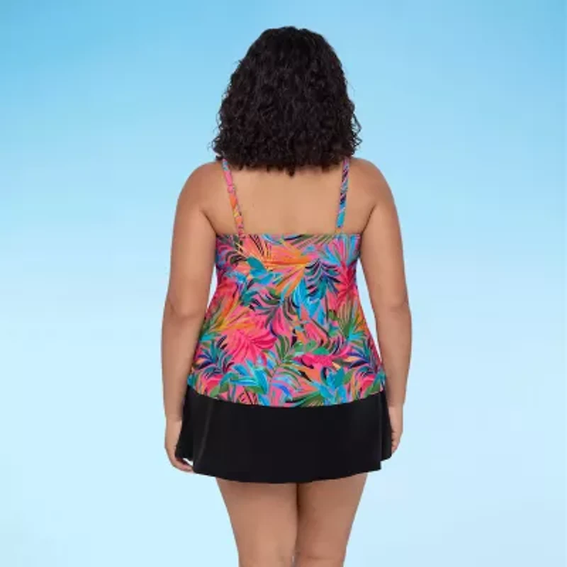 Trimshaper Womens Leaf Plus Tankini Swimsuit Top