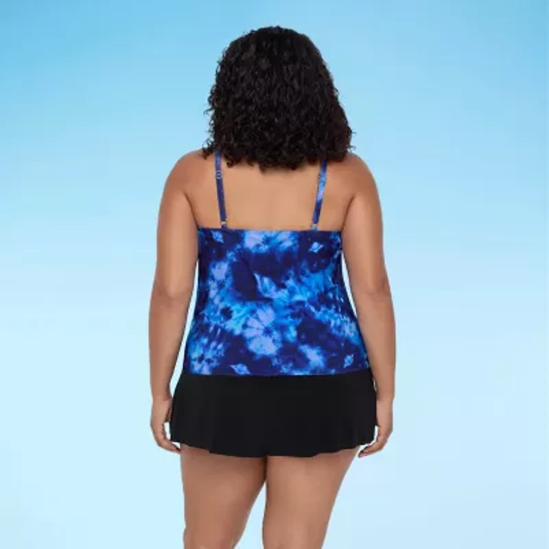 Trimshaper Womens Tie-Dye Plus Swim Romper