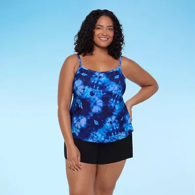 Trimshaper Womens Tie-Dye Plus Swim Romper