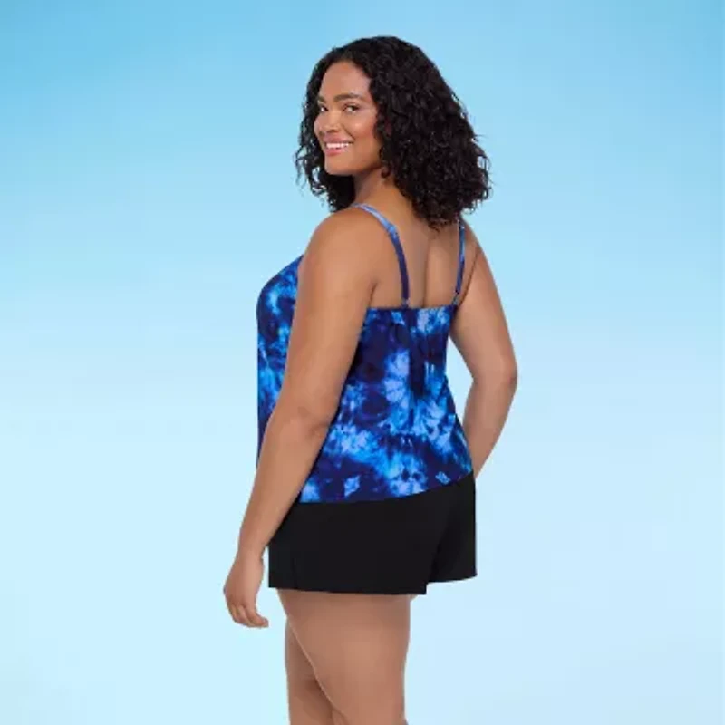 Trimshaper Womens Tie-Dye Plus Swim Romper