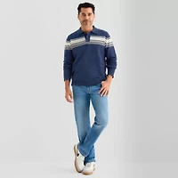 St. John's Bay Mens Y Neck Long Sleeve Button Polo Sweater