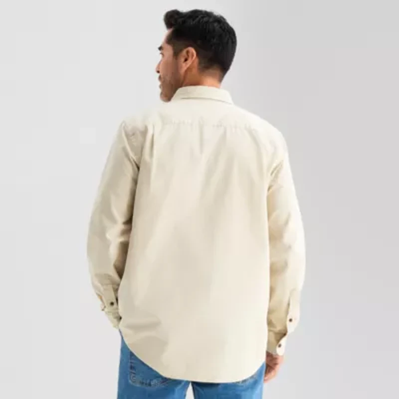 St. John's Bay Twill Field Mens Long Sleeve Classic Fit Button-Down Shirt