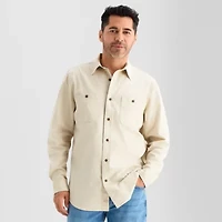 St. John's Bay Twill Field Mens Long Sleeve Classic Fit Button-Down Shirt