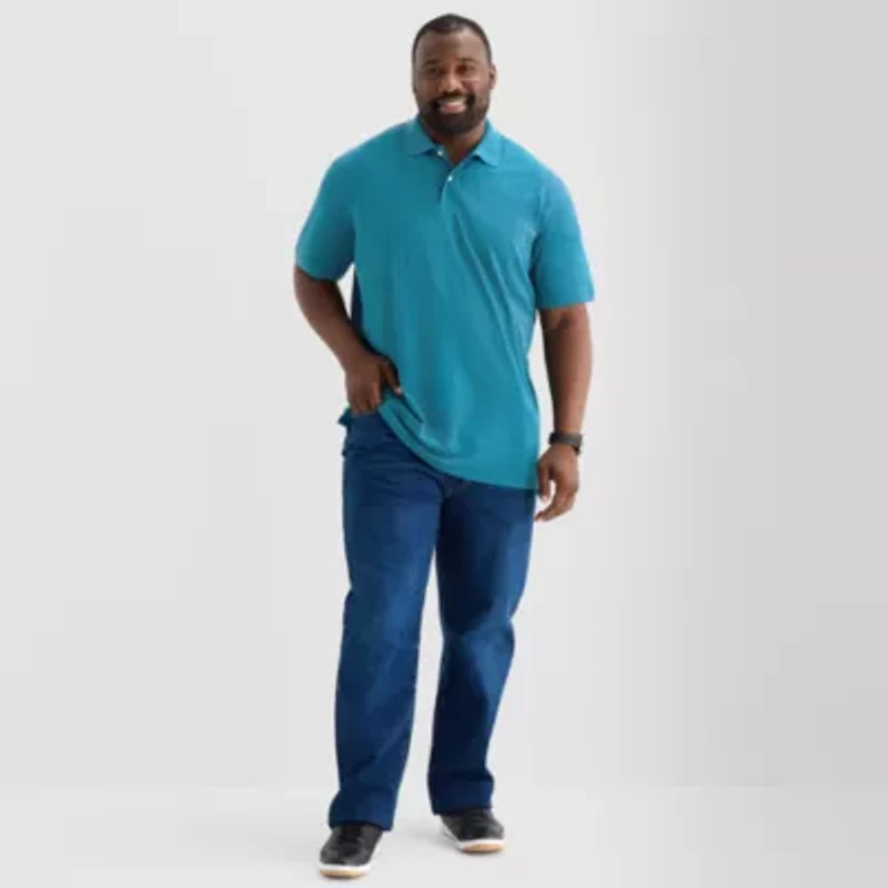 St. John's Bay Premium Stretch Big and Tall Mens Classic Fit Short Sleeve Polo Shirt