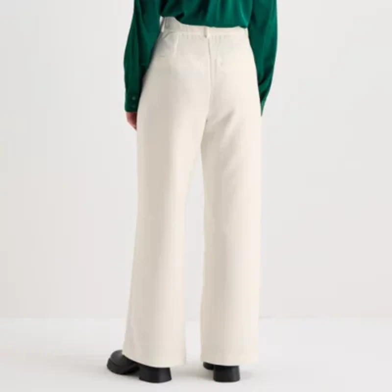 by&by Womens Juniors Wide Leg Mid Rise Trouser