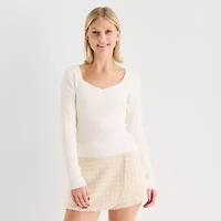 by&by Juniors Womens Scoop Neck Long Sleeve Pullover Sweater