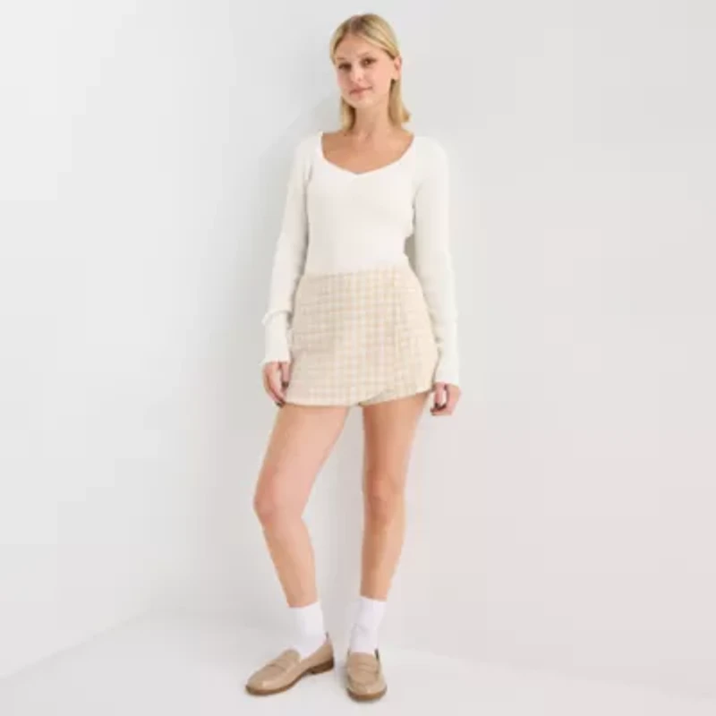 by&by Juniors Womens Scoop Neck Long Sleeve Pullover Sweater