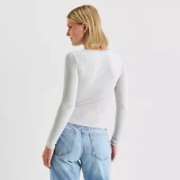 Arizona Womens Juniors Crew Neck Long Sleeve T-Shirt