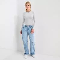 Arizona Womens Juniors Crew Neck Long Sleeve T-Shirt