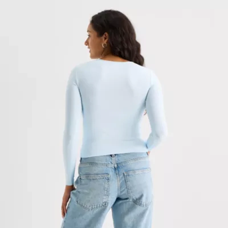 Arizona Womens Juniors Crew Neck Long Sleeve T-Shirt