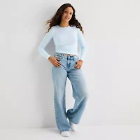 Arizona Womens Juniors Crew Neck Long Sleeve T-Shirt