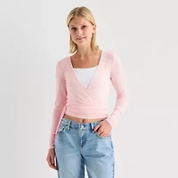 Arizona Womens Juniors Long Sleeve Wrap Shirt