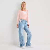 Arizona Womens Juniors Long Sleeve Wrap Shirt