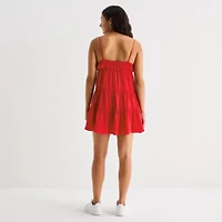 Arizona Womens Sleeveless Juniors Floral Babydoll Dress