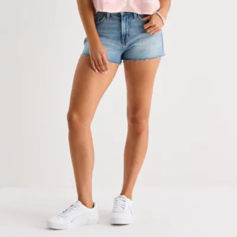 Arizona Womens High Rise Juniors Denim Short