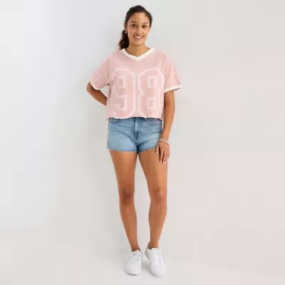 Arizona Womens High Rise Juniors Denim Short