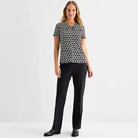 Liz Claiborne Womens Keyhole Neck Short Sleeve Blouse