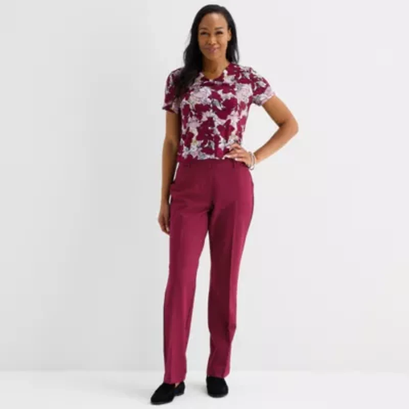 Liz Claiborne Womens Keyhole Neck Short Sleeve Blouse