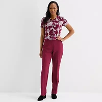 Liz Claiborne Womens Keyhole Neck Short Sleeve Blouse