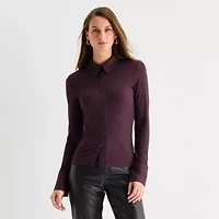 Worthington Womens Fitted Long Sleeve Regular Fit Button-Down Shirt