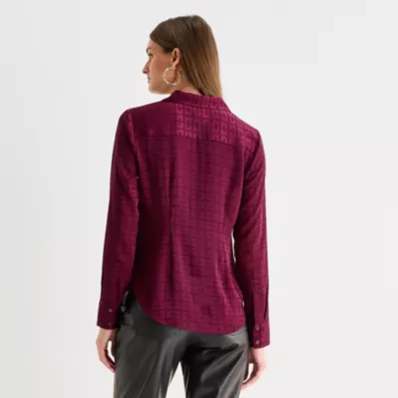 Worthington Womens Cuffed Long Sleeve Regular Fit Button-Down Shirt