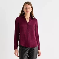 Worthington Womens Cuffed Long Sleeve Regular Fit Button-Down Shirt