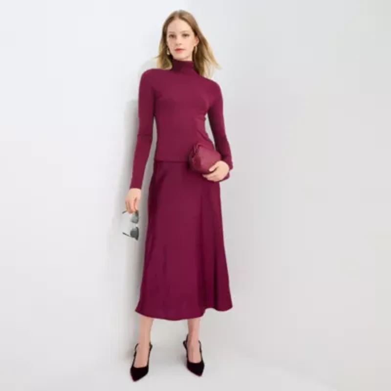 Worthington Womens Mock Neck Long Sleeve Blouse