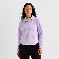 Xersion Womens Teddy Sherpa Long Sleeve Active Quarter-Zip Pullover