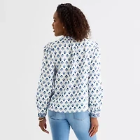 St. John's Bay Womens Round Neck Long Sleeve Blouse