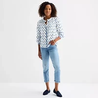 St. John's Bay Womens Round Neck Long Sleeve Blouse