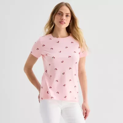 St. John's Bay Womens Crew Neck Short Sleeve T-Shirt